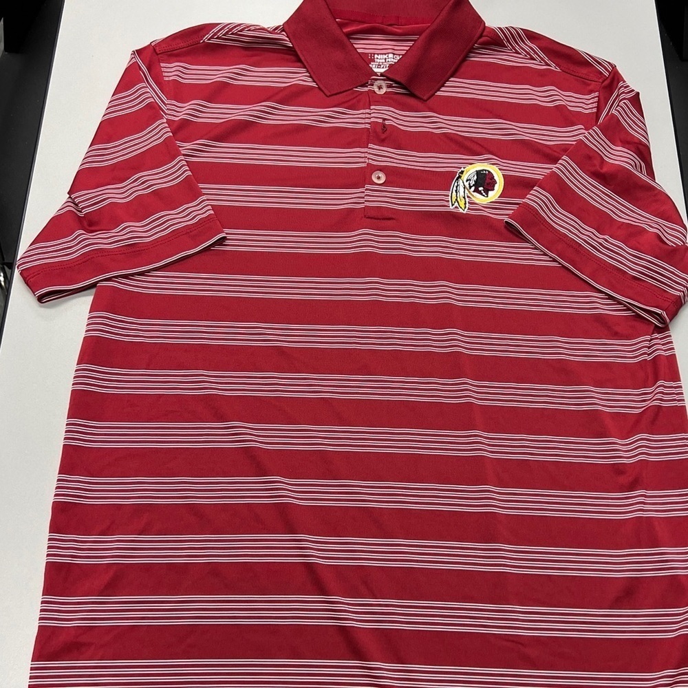Redskins Nike Tour Performance DriFit Golf Polo Shirt Maroon Striped M